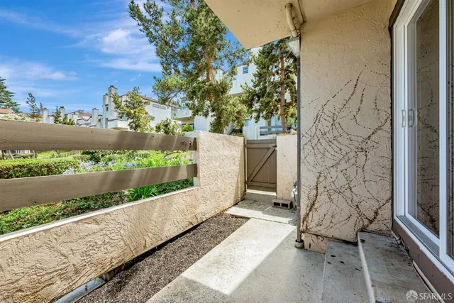 a view of a bench in a balcony