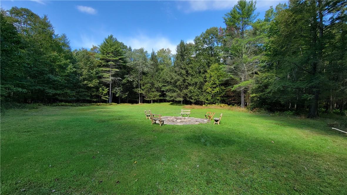 a view of a golf course with a garden