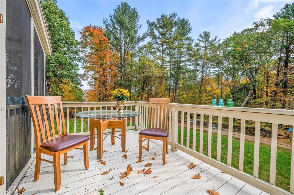 16 Wheeler Road Princeton, MA 01541 - Photo 28 of 40 a balcony with wooden floor table and chairs