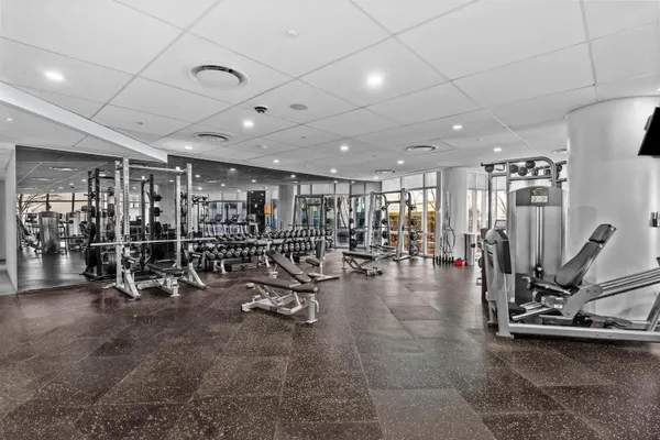 a view of a room with gym equipment