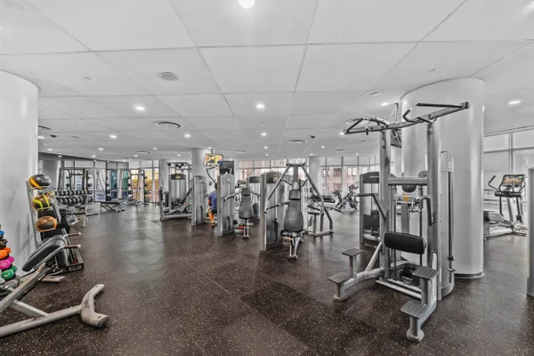 a view of a room with gym equipment