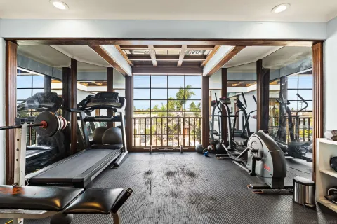 a view of a room with gym equipment