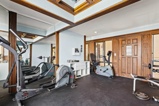 a view of a room with gym equipment