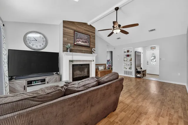 a living room with furniture