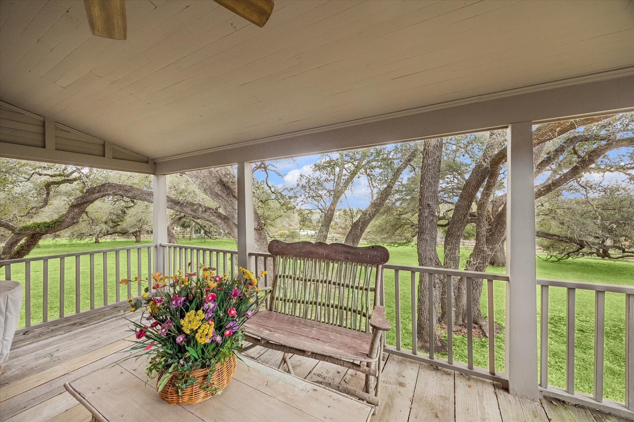 207 Bauer Rummel Round Top, TX 78954 - Photo 13 of 21 Covered Porch overlooks magnificent Live Oaks.