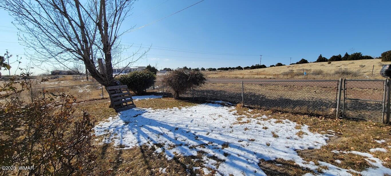 741 South 7th W Street Snowflake, AZ 85937 - Photo 31 of 41 a view of a dry yard with wooden fence and trees