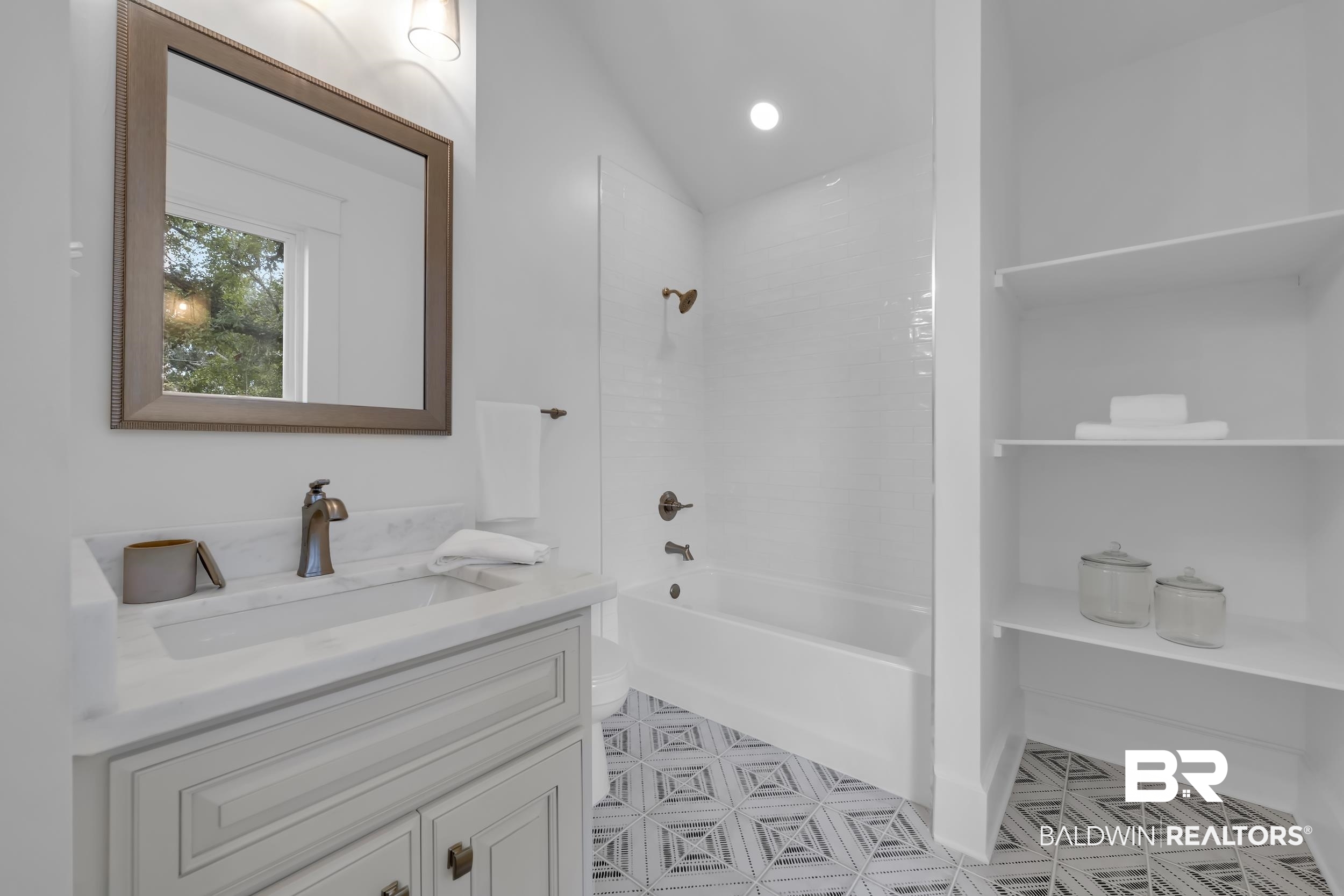 1662 Government Street Mobile, AL 36604 - Photo 27 of 33 Bathroom featuring vanity, shower / bath combination, and recessed lighting