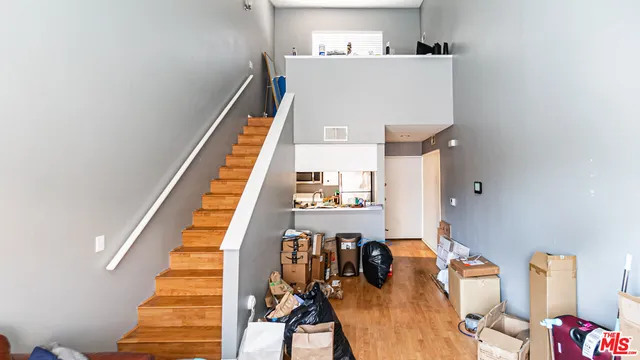 a view of entryway and workspace