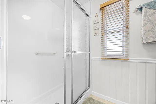 a bathroom with a window