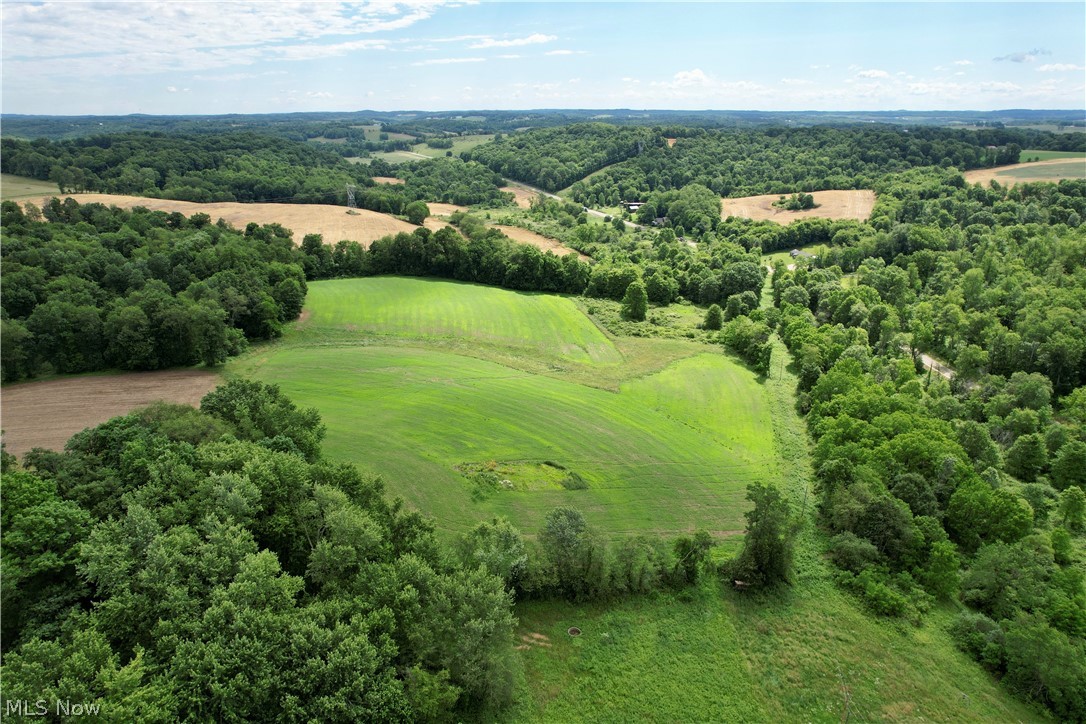 Birds eye view of property featuring a rural view