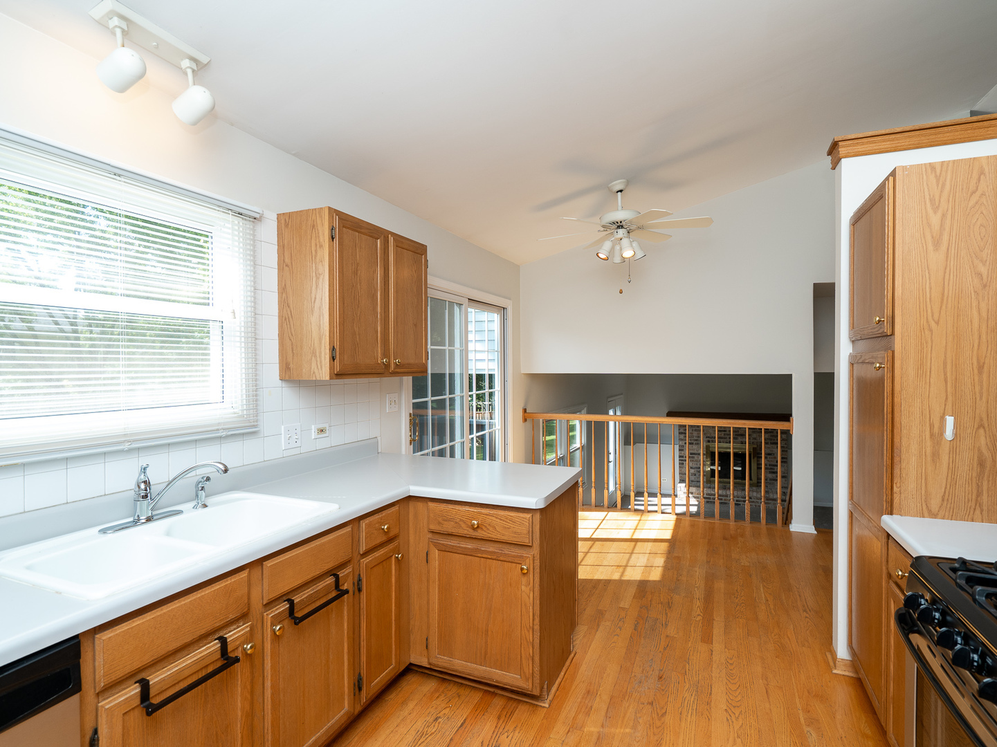 446 Hunters Way Fox River Grove, IL 60021 - Photo 6 of 23 a kitchen with stainless steel appliances granite countertop a sink a stove cabinets and wooden floor