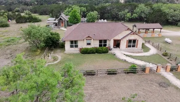 an aerial view of a house