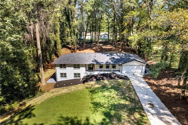an aerial view of a house