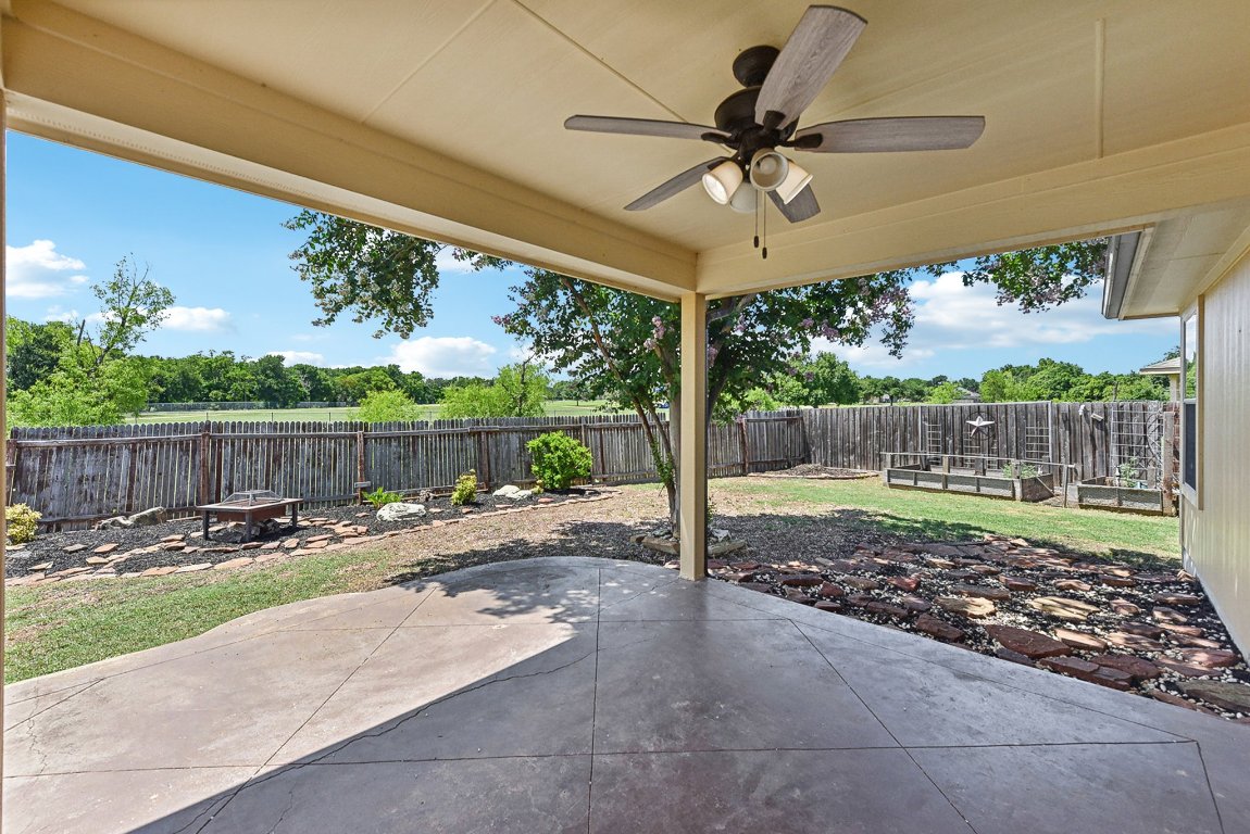 217 Newport Landing Place Round Rock, TX 78665 - Photo 27 of 30 Large Covered Patio with ceiling fan