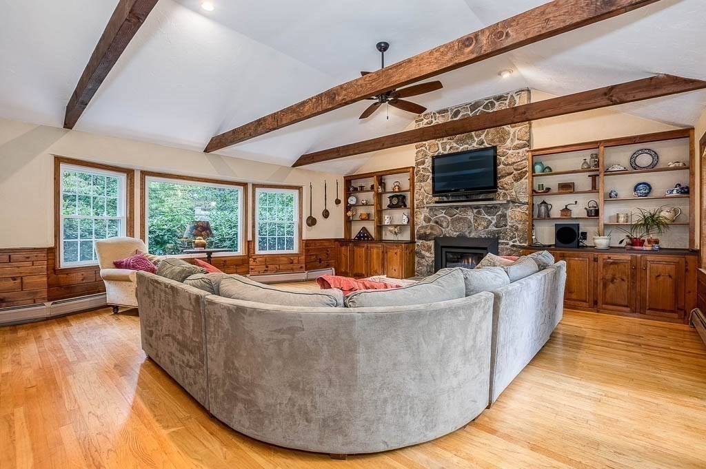 1 Intervale Road Dedham, MA 02026 - Photo 6 of 42 a living room with fireplace furniture and a flat screen tv