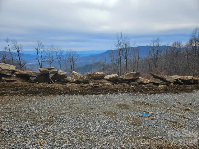 a view of a dry yard with wooden fence