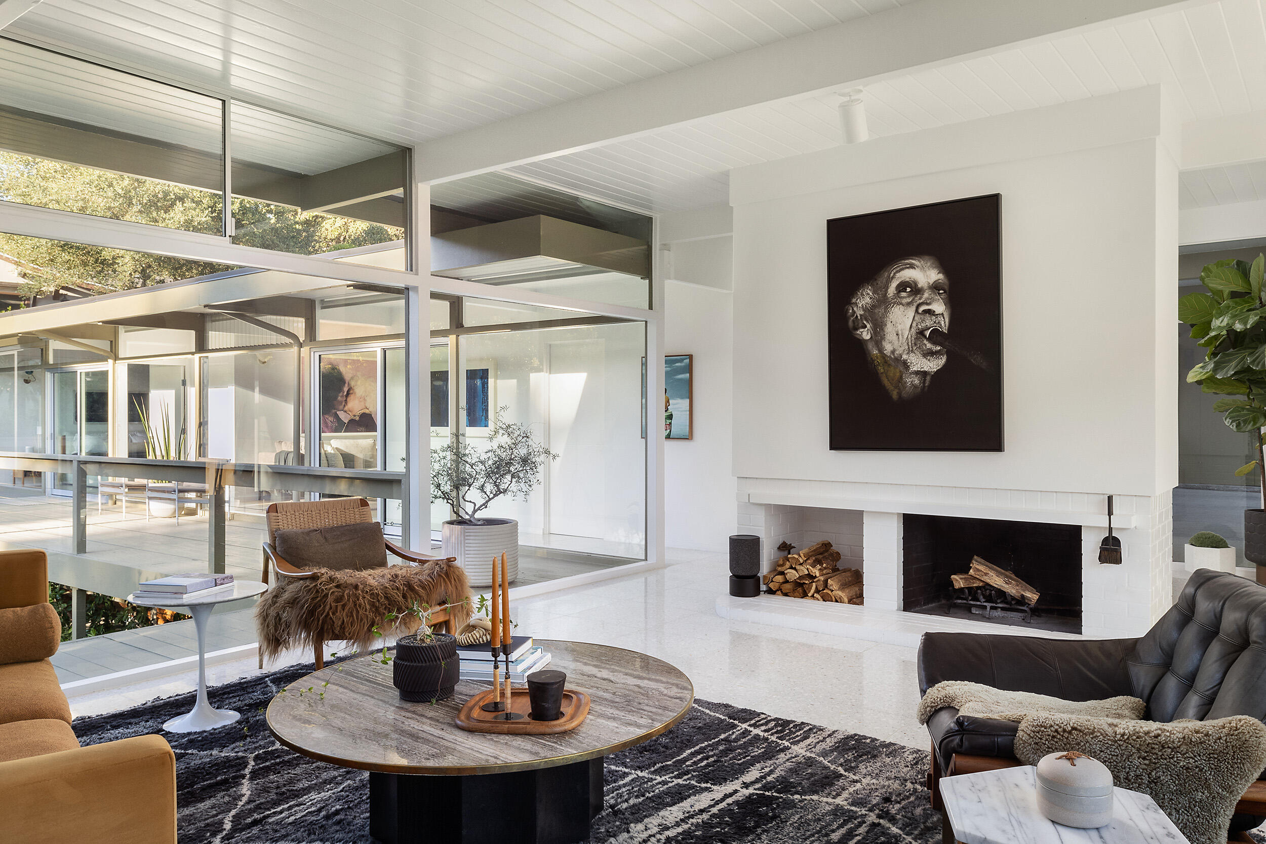 820 Summit Road Santa Barbara, CA 93108 - Photo 12 of 30 a living room with furniture and a fireplace