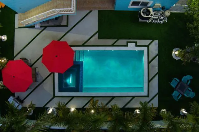 a view of a room with shelves