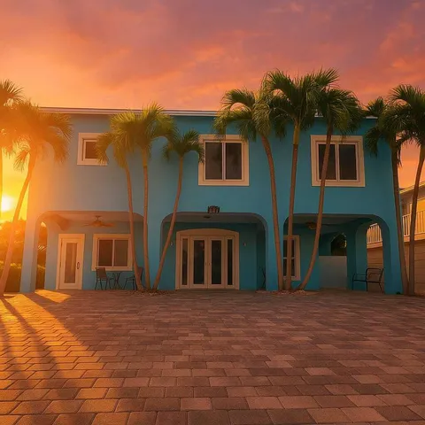 a front view of a house with glass windows