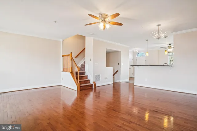 a view of a room with a large window