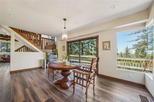 a workspace with wooden floor