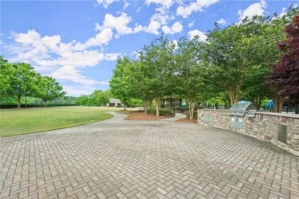 a park view with a lake view