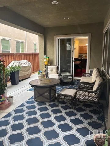 a living room with a couch and a table