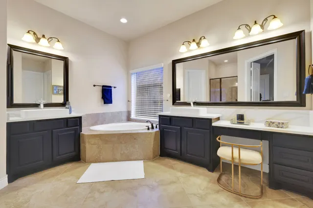 a bathroom with a bathtub