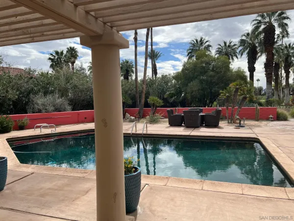 a outdoor view with a sitting space