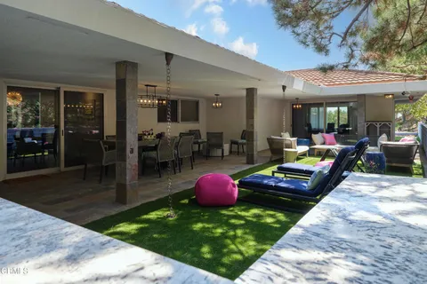 a view of outdoor space with seating area