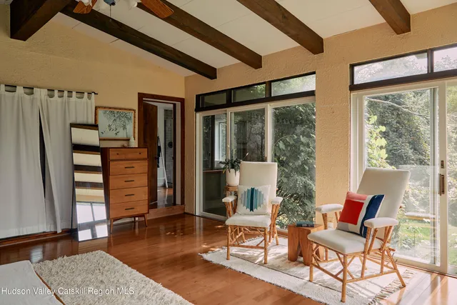 a storage room with a window