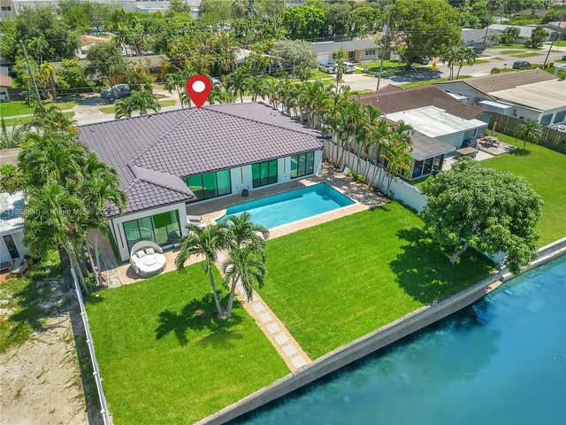 an aerial view of a house