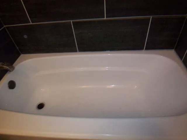 a bathroom with a bathtub