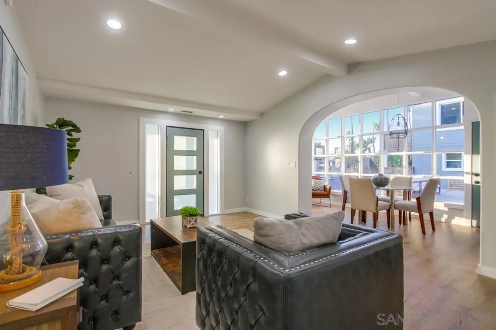 545 Ocean View Avenue Encinitas, CA 92024 - Photo 16 of 75 a living room with furniture and wooden floor