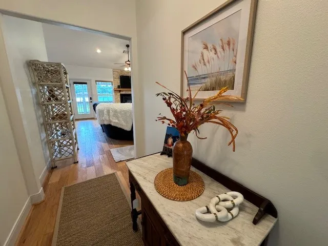a close view of dining table with chairs