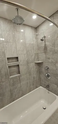 a bathroom with a bathtub