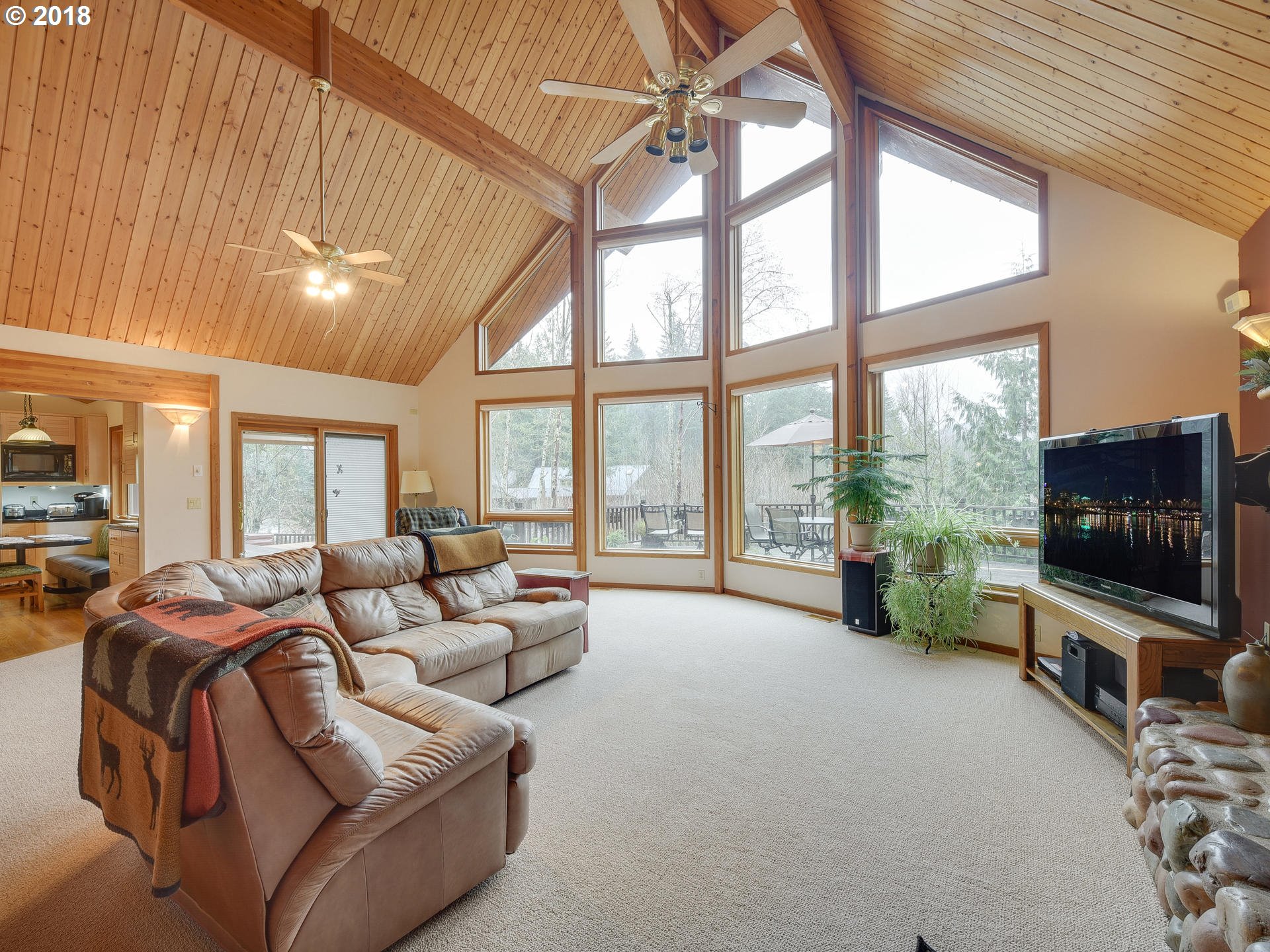 22200 East Lolo Pass Road Rhododendron, OR 97049 - Photo 11 of 32 a living room with furniture tv and large windows