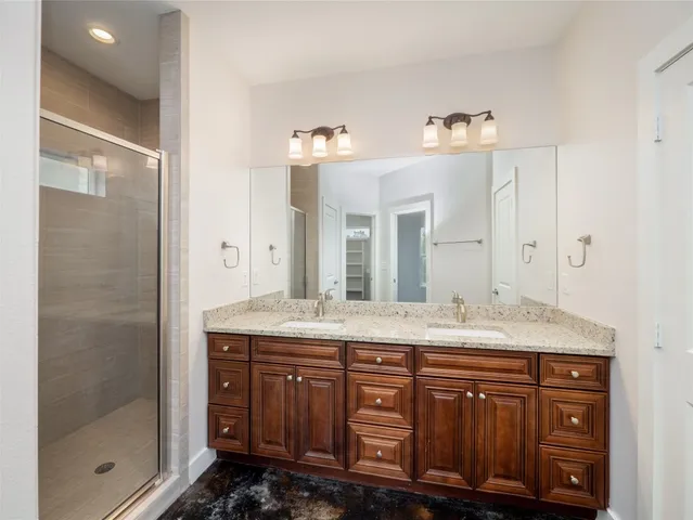 a bathroom with a shower