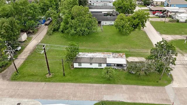 an aerial view of a house