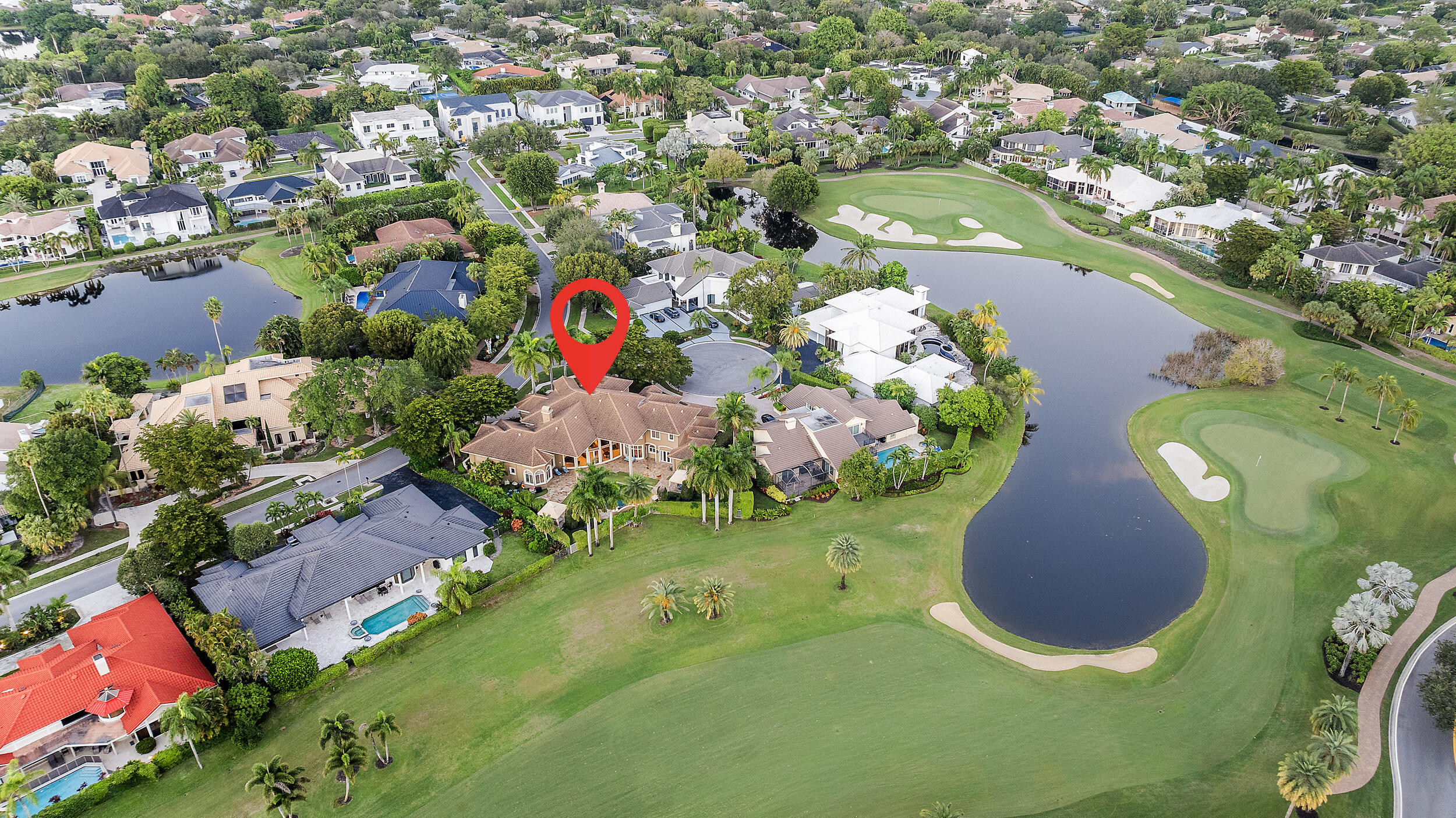 21169 Oakley Court Boca Raton, FL 33433 - Photo 52 of 60 an aerial view of a house with a yard and lake view in back