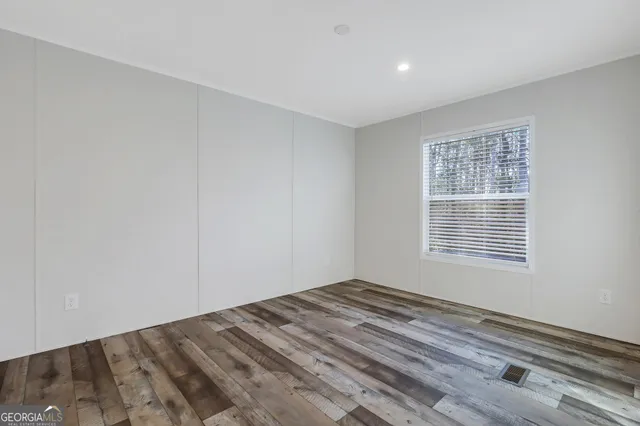 a view of a room with a window