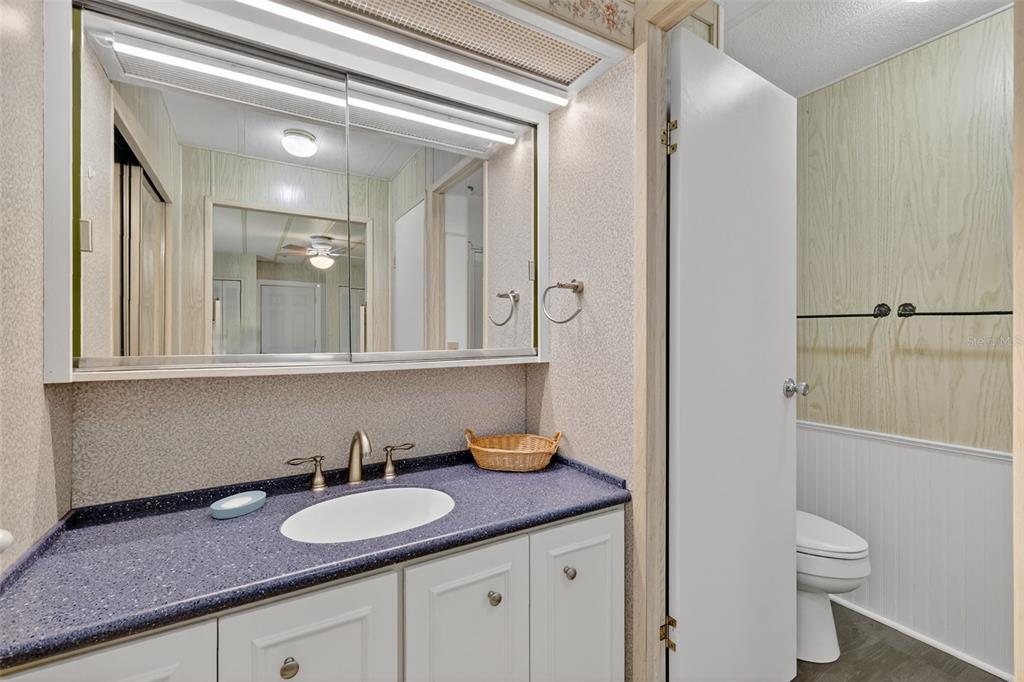 165 Shady Lane Eustis, FL 32726 - Photo 18 of 25 a bathroom with a granite countertop sink and a mirror