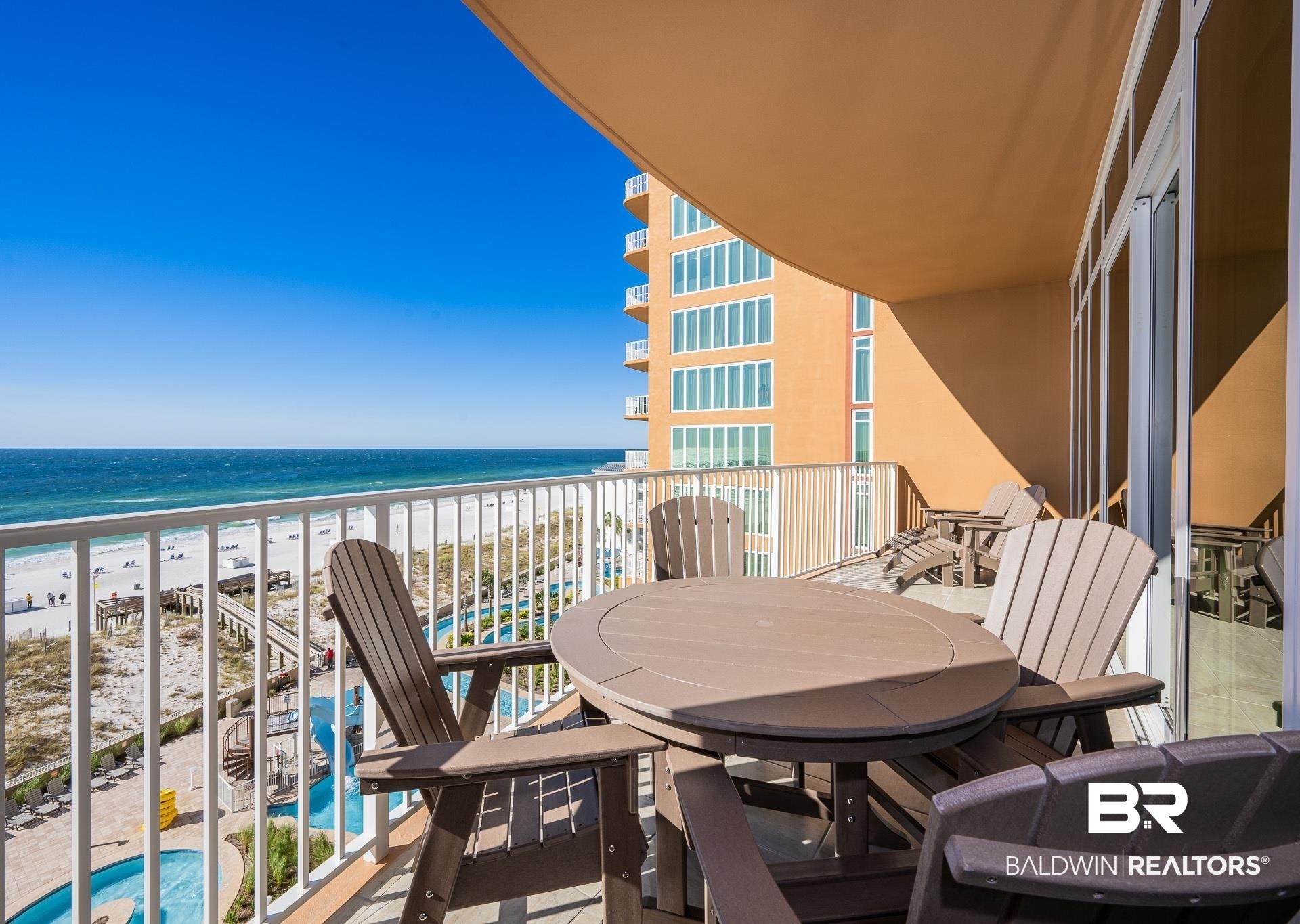 23008 Perdido Beach Boulevard, Unit 506 Orange Beach, AL 36561 - Photo 19 of 48 Balcony with a water view and a view of the beach
