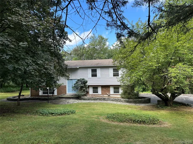 a view of a tree in a yard