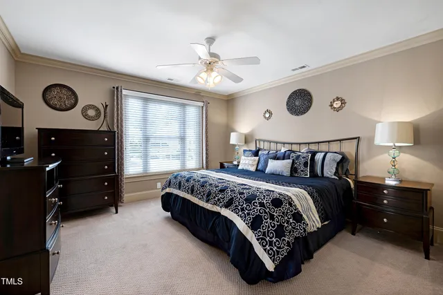 a view of a backyard with plants and a patio