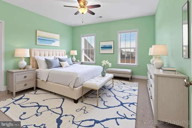 a spacious bathroom with a granite countertop sink and a mirror