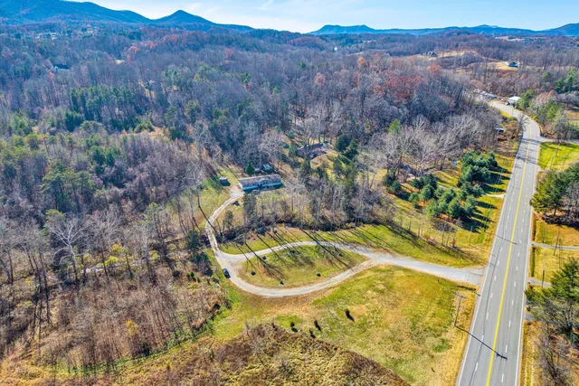 a view of a swimming pool with a mountain
