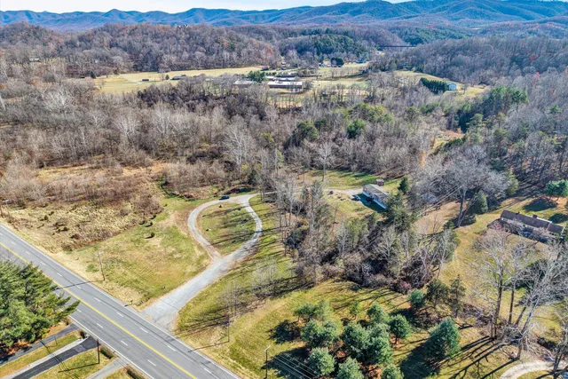 a view of a city and mountains