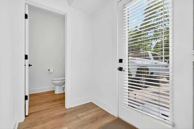a view of bathroom with a toilet