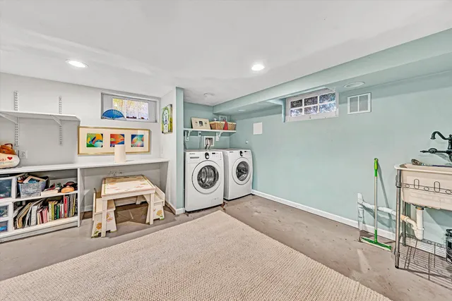 a view of an empty room and workspace